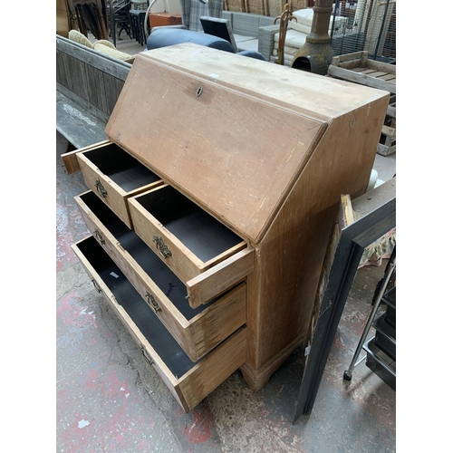 190 - A 19th century pine bureau - approx. 110cm high x 105cm wide x 52cm deep