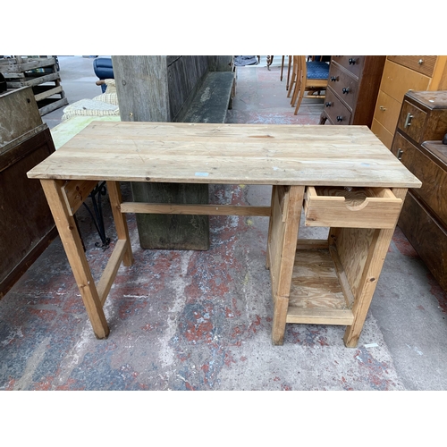 193 - A modern pine desk - approx. 75cm high x 113cm wide x 52cm deep