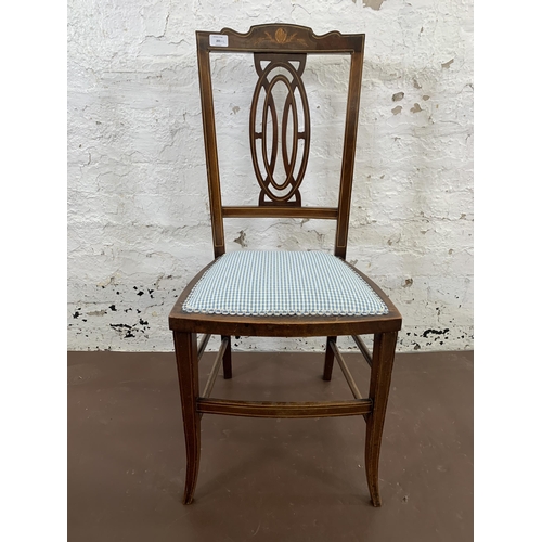 201 - Two early 20th century occasional chairs, one Edwardian inlaid mahogany and one Queen Anne style bur... 