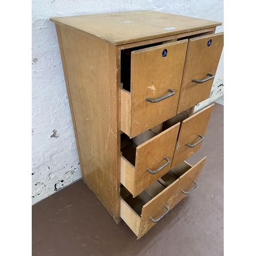 208 - A mid 20th century plywood chest of drawers - approx. 89cm high x 49cm wide x 38cm deep