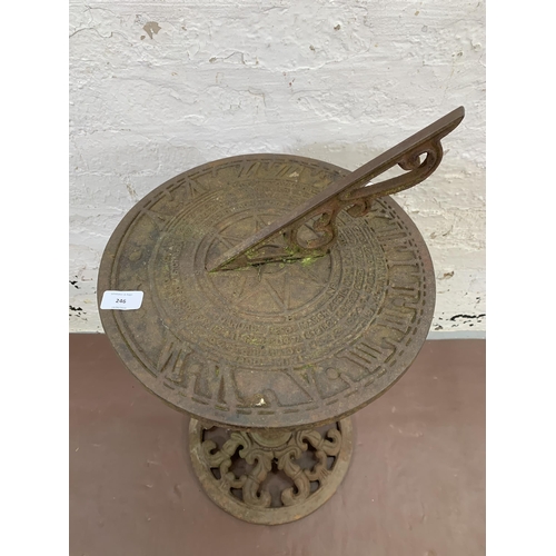 246 - A 19th century style cast metal sundial on pedestal base - approx. 64cm high