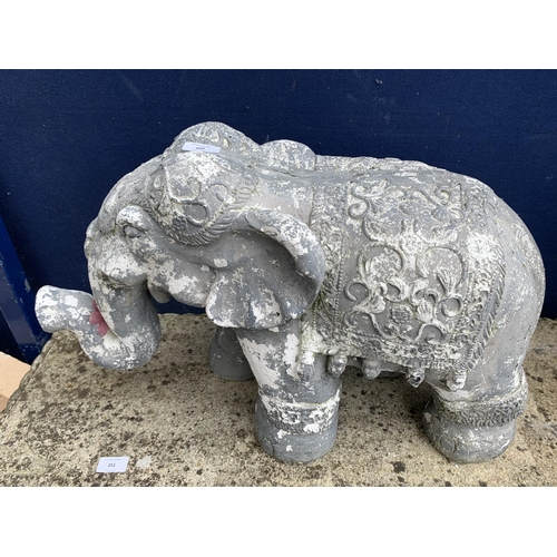 250 - A Thai style grey painted fibreglass elephant - approx. 37cm high x 67cm long