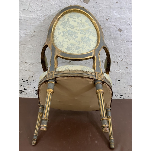 28 - A French Louis XVI style gilt wood and floral fabric upholstered open armchair - approx. 99cm high x... 