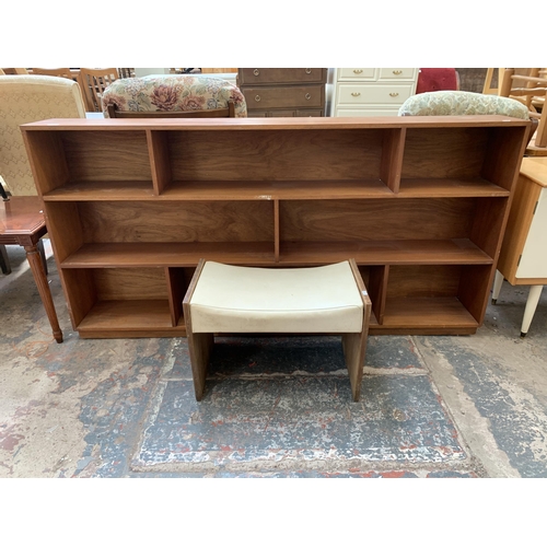 34 - Two pieces of mid 20th century teak furniture, one bookcase - approx. 92cm high x 182cm wide x 25.5c... 