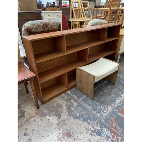 34 - Two pieces of mid 20th century teak furniture, one bookcase - approx. 92cm high x 182cm wide x 25.5c... 