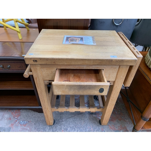 80 - A T & G Woodware Limited beech wood butcher's trolley - approx. 86cm high x 75cm wide x 45cm deep