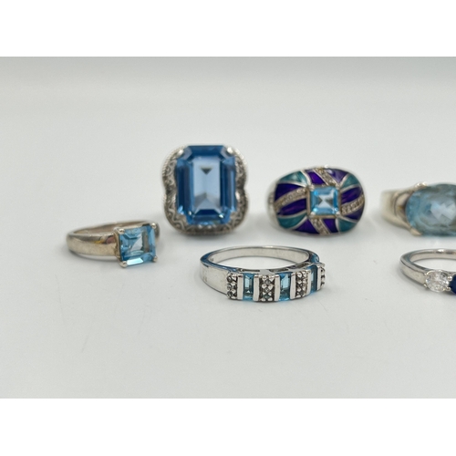 2287 - Nine .925 silver gemstone set rings to include TGGC etc. - approx. gross weight 46g