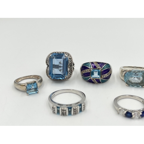 2287 - Nine .925 silver gemstone set rings to include TGGC etc. - approx. gross weight 46g