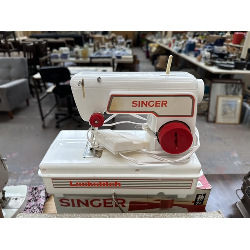 862 - Four boxed vintage boxed child's sewing machines, one Little Betty Debutant electric, one Singer cha... 