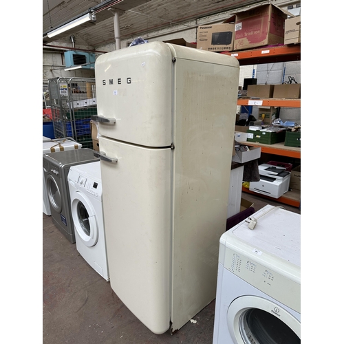 891 - A Smeg S30STRP4 American style upright fridge freezer - approx. 167cm high