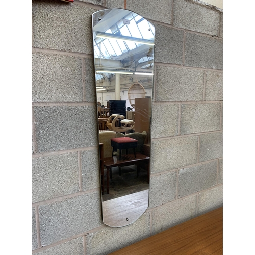 262 - A pair of mid 20th century frameless full length wall hanging mirrors - approx. 120cm high x 38cm wi... 