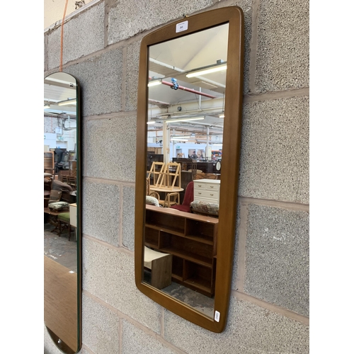 263 - A 1970s teak framed rectangular wall mirror - approx. 79cm high x 34cm wide