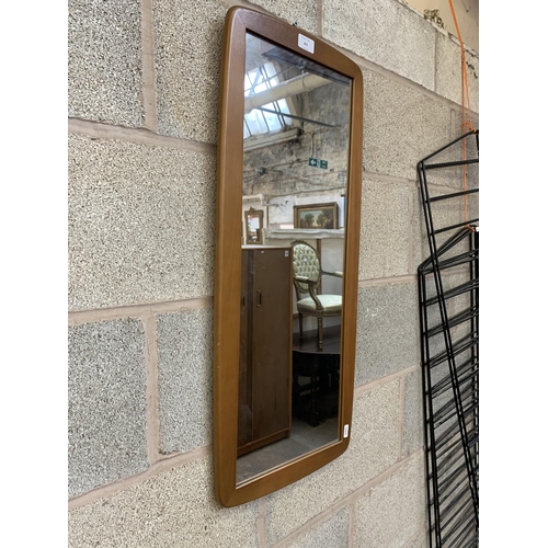 263 - A 1970s teak framed rectangular wall mirror - approx. 79cm high x 34cm wide