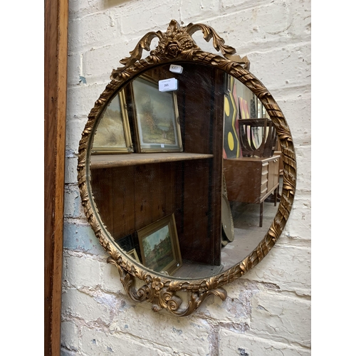 265 - A mid 20th century French style gilt framed circular wall mirror - approx. 59cm high x 48cm wide