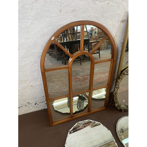 271 - Six various wall mirrors, two mid 20th century frameless, two gilt framed, one plastic framed and on... 