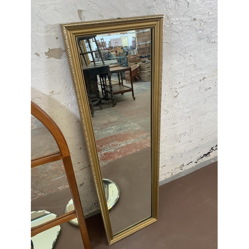 271 - Six various wall mirrors, two mid 20th century frameless, two gilt framed, one plastic framed and on... 