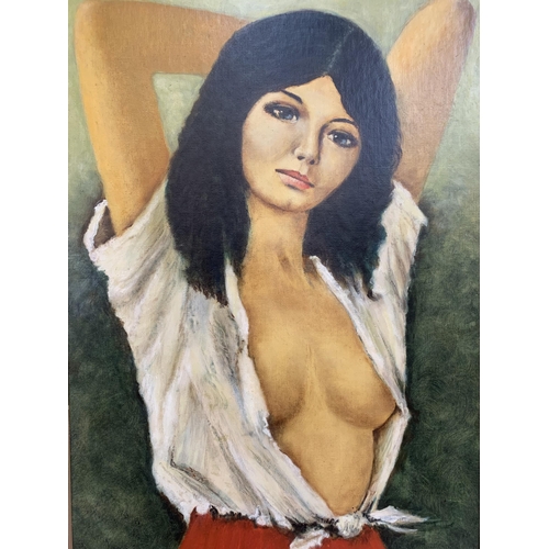 274 - A 20th century gilt framed J. Phillips nude portrait oil on board - 73cm high x 53cm wide