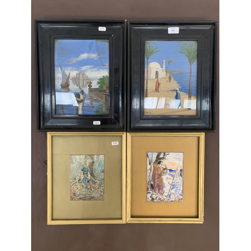 279 - Four framed watercolours, two C. Whiting Middle Eastern and two others