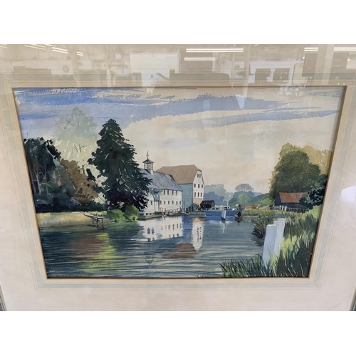 283 - A framed L. J. Connor 'Hambleden Mill' watercolour signed lower left - approx. 58cm high x 72cm wide