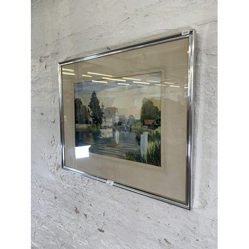 283 - A framed L. J. Connor 'Hambleden Mill' watercolour signed lower left - approx. 58cm high x 72cm wide