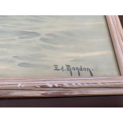 285 - Two mid 20th century framed Ed. Mandon seascape prints - approx. 44cm high x 84cm wide