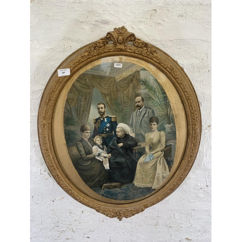 287 - A 19th century gilt framed Queen Victoria family portrait chromolithograph - approx. 68cm high x 56c... 