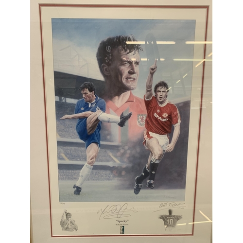 293 - Two framed football related pictures, one photograph of Manchester United's Old Trafford 'Theatre of... 