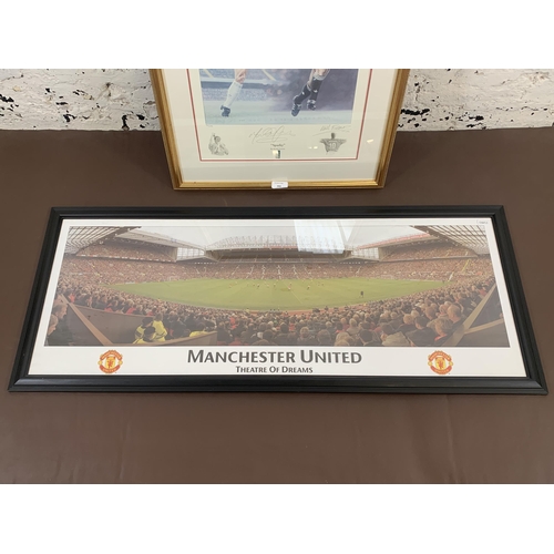 293 - Two framed football related pictures, one photograph of Manchester United's Old Trafford 'Theatre of... 