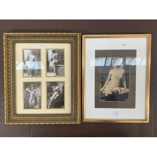 294 - Two early 20th century framed French nude photographs - largest approx. 44cm high x 37cm wide