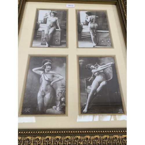 294 - Two early 20th century framed French nude photographs - largest approx. 44cm high x 37cm wide