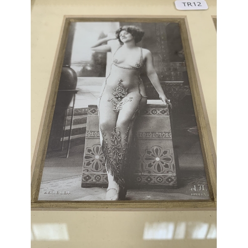 294 - Two early 20th century framed French nude photographs - largest approx. 44cm high x 37cm wide