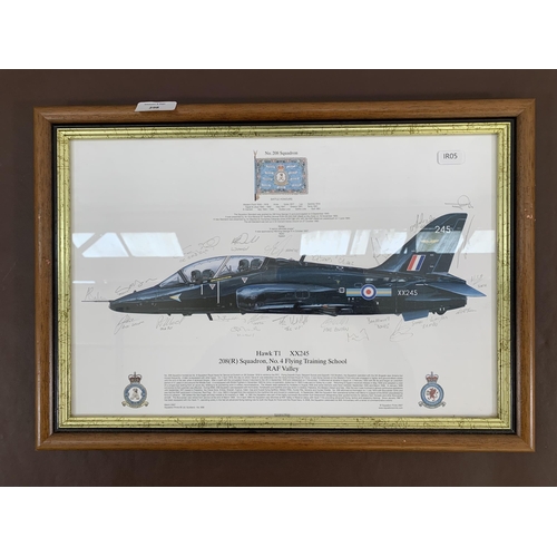 298 - A framed 2007 Squadron Prints Hawk T1 XX245 208 (R) Squadron No. 4 Flying Training School RAF Valley... 