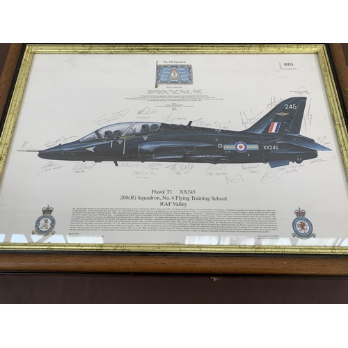 298 - A framed 2007 Squadron Prints Hawk T1 XX245 208 (R) Squadron No. 4 Flying Training School RAF Valley... 