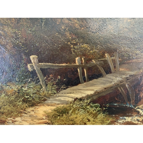 301 - A 19th century gilt framed Clarence Roe (1850-1909) oil on canvas of a landscape scene - approx. 92c... 