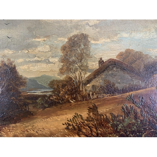 301 - A 19th century gilt framed Clarence Roe (1850-1909) oil on canvas of a landscape scene - approx. 92c... 