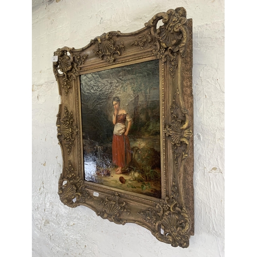 302 - A 19th century gilt framed Circle of Paul Falconer Poole (1807-1879) oil on canvas titled 'The Broke... 