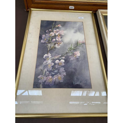 313 - Six framed pictures to include floral still life watercolour by Amy Giles Thornell, ink and pencil s... 