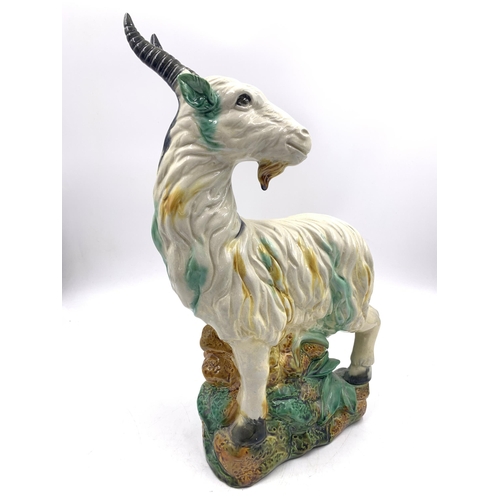 323 - An Italian majolica Billy Goat figurine - approx. 32cm high