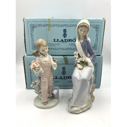 324 - Four Lladro porcelain figurines, two boxed and two Nao by Lladro