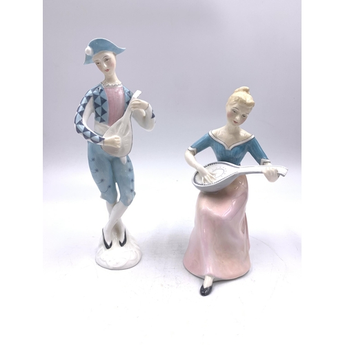 328 - Two Royal Doulton figurines, Melody HN2202 and Harlequin HN2186