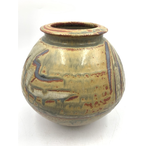 330 - A mid 20th century studio pottery vase with impressed maker's mark 'DG' - approx. 20cm high