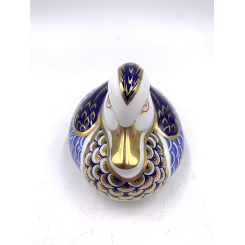 339 - A Royal Crown Derby duck paperweight with silver stopper - approx. 7cm high