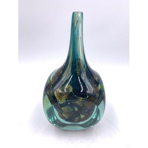 347 - A 1976 Mdina art glass cube vase signed Eric Dobson to base - approx. 20cm high