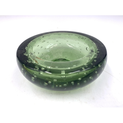 349 - Two mid 20th century Whitefriars controlled bubble art glass ash trays/bowls - approx. 12cm diameter