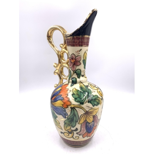 351 - A Belgian H. Bequet Quaregnon hand painted porcelain ewer - approx. 31cm high