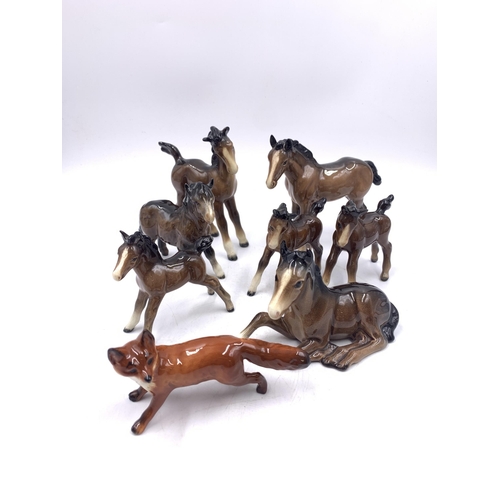 354 - Eight Beswick animal figurines, seven foals and one fox