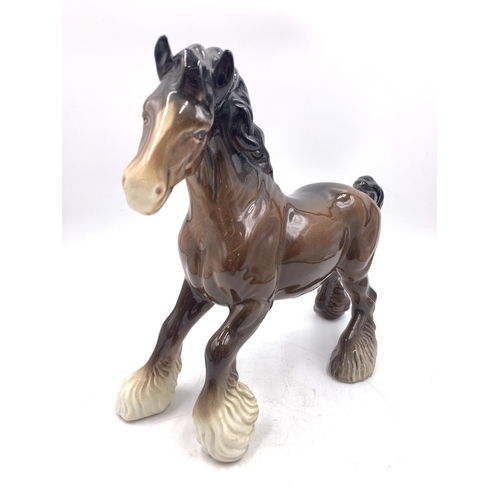 358 - A Beswick brown gloss Shire horse figurine, model no. 975 - approx. 21cm high