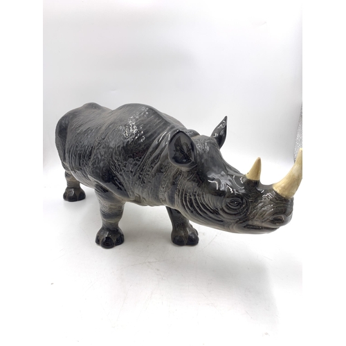 363 - A Melba Ware rhino figurine - approx. 20cm high x 43cm long