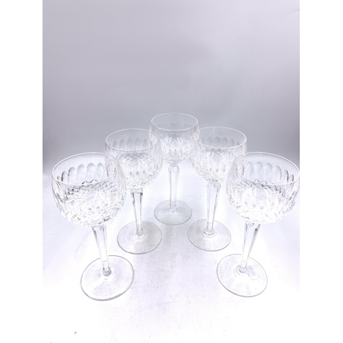 369 - Five Waterford Crystal Colleen long-stem wine glasses - approx. 19cm high