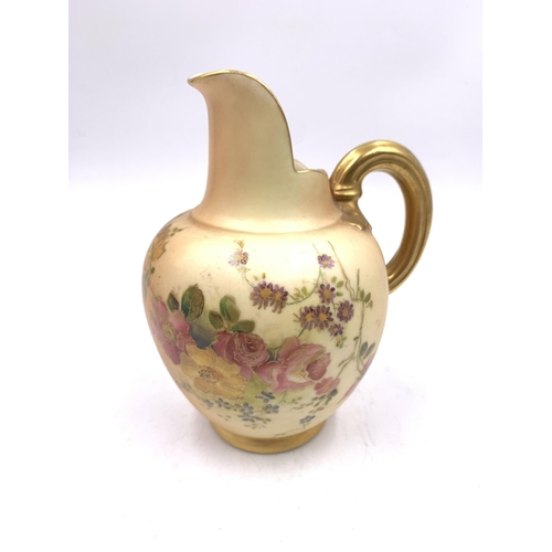 379 - A Royal Worcester Blush Ivory 1094 flat back jug - approx. 13cm high